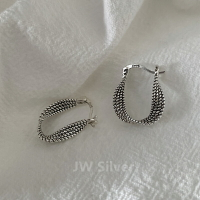 S925純銀麻花耳環女泰銀做舊復古小眾獨特設計簡約氣質個性耳扣釘