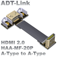 ADT-Link HDMI 2.0 Type A-A Male to Female Built-In Extension Cable for HDTV Video Extender 2K/144hz 4K/60Hz Angled Flat Ribbon