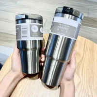 600/900ML Water Flask with Lid Food Grade BPA Free Stainless Steel Straw Design Vacuum Cup Insulated Tumbler Household Supplies