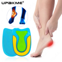 UPAKME Silicone Gel Insoles for Plantar Fasciitis Heel Spurs Pain Foot Cushions Massagers Care Elastic Half Heel Unisex Inserts