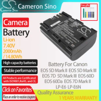 CameronSino Battery for Canon EOS 5D Mark II EOS 7D 5D Mark III EOS 60D EOS 7D Mark II EOS 60Da fits Canon LP-E6 camera battery