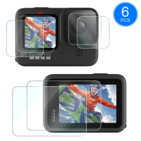 Gopro Hero 9 Screen Lens Protector Tempered Glass 6PCS High Definition Ultra-Thin Anti-Fingerprint Action Camera Accessories