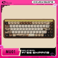 Akko Mu01 Mechanical Keyboard Walnut Wireless Bluetooth Keyboards 3-Mode Hot-Swap Gasket Rgb Custom Retro Wooden Gaming Keyboard