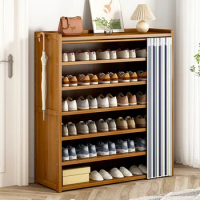 Simple Shoe Cabinet Household Large Capacity Door Shelf Solid Wood Dust-proof Shoe Rack Dormitory Storage Multi-layer Shoe Rack