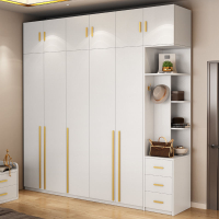 實木多層板衣柜家用臥室現代簡約白色平開門三四五玻璃門組合衣櫥