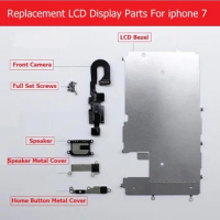 Full Set parts For Apple iPhone 7 7 plus LCD display Metal Bezel /Front camera /speaker/ home button flex cable / Screw/ Bracket