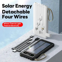 New Outdoor solar power bank 10W ultra-large capacity 80000mAh portable outdoor new power bank Type-C detachable charging cable