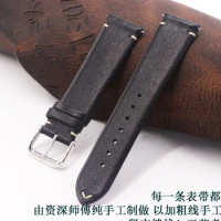Handmade soft leather calfskin strap 18mm 19mm 20mm 21mm 22mm black thin strap Watch band watch bracelet for DW