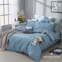 【HOYACASA 】x史努比聯名系列-單人60支抗菌天絲臻棉兩用被床包四件組-晚安抱抱