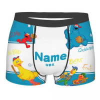 Custom Sesame Street Character Boxers Shorts Men's Cookie Monster Elmo Briefs Underwear Funny Underpants