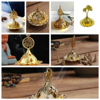 Gold mini alloy incense burner High-end style trumpet incense burner iron art metal agarwood incense burner tabletop decoration