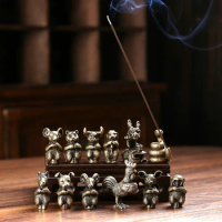 Metal Stick Incense Holder Burner Censer Mini Chinese Zodiac Animal Joss-Stick Stand For Home Fragrance Decoration Accessories
