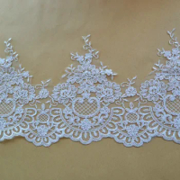 Natural-white Car-bone Lace Wedding Fabric Wedding Dress ,Voiel Decoration Lace Trim Width 20cm 3Yds/lot