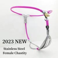 Stainless Steel Female Chastity Belt Pussy Plug Lightweight Panty Chastity Belt Locking Pants Conditioning Adult Fetish Sex Toys