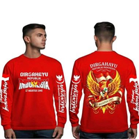 Kaos Merah Lengan Panjang Motif Terbaru - 17 AGUSTUS - Kaos Oblong Dewasa - Kaos Garuda - T-shirt - 