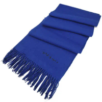 agnes b TO b素面針織流蘇圍巾/披巾(藍)
