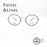 ◆明美鐘錶眼鏡◆Points&Lines/PC-3006-02/藍色玳瑁X銀色鏡腳/鈦金屬/日本手工鏡框