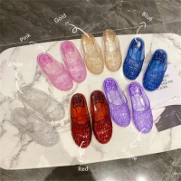 2022 New Arrivals Women's Jelly Color Shoes Ladies Outdoor Beach Non-slip Crystal Slippers тапочки SHW093