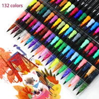12-132 Colors/Set Dual Tip Brush Art Marker Pens Fineliner Pen for Kids Adult Artist Calligraphy Hand Lettering Journal Doodling