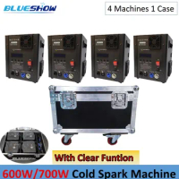 4PCS Ti Power 600w700w Cold Spark Machine flightcase 750W Cold Firework Machine Fountain Stage Sparkler Machine with Remote