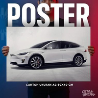 Poster Tesla Model S Plaid Stealth Bisa Cetak Custom Hiasan Dinding Kamar Cowo Otomotif EV Performan