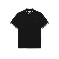 【LACOSTE】男裝-撞色裝飾滾邊短袖Polo衫(黑色)