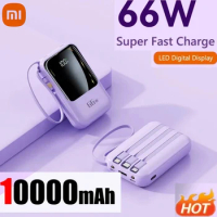 Xiaomi 10000mah Mini Power Bank Cable Led Digital Screen Display Powerbank For Iphone Samsung Huawei Fast Charging Poverbank New