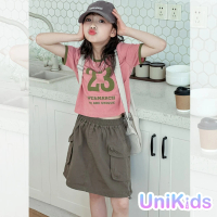 【UniKids】中大童裝工裝短裙 女大童裝 VPKKT2432(卡其裙子)