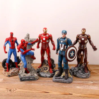 Hot Toys Marvel The Avengers Anime Figures Spider-Man Doll Model Auto Interior Kawaii Iron Man Steve Rogers Figurines Child Gift