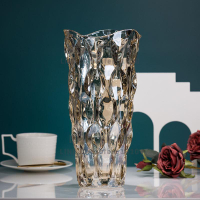美式輕奢琉光水晶玻璃花瓶客廳酒店插花裝飾器皿擺件工藝品【時尚大衣櫥】
