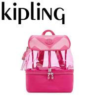 【Kipling】BARBIE粉嫩果凍掀蓋抽繩後背包-DARLEE