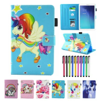 For Samsung Galaxy Tab A6 10.1 2016 SM-T580 T585 Case Cartoon Unicorn Painted Flip Cover For Samsung Tab A 10.1 2016 Case Gift