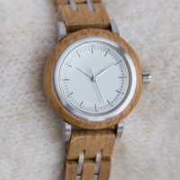 Exquisite Dual Wooden mix Steel Women's Watch with Quartz timekeeping Mini size 30mm