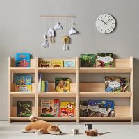 兒童書架  🈶開發票 玩具收納架 實木 落地繪本架 兒童房家用收納架 簡易實木小書架