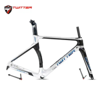 Twitter-Road Bike Carbon Frame, Disc Brake, Thru Axle, T10pro, Cutting 700C, 18K, 12x100mm, 12x142mm, Come with Carbon Fork