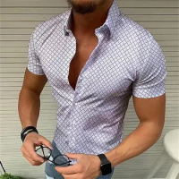 5-color summer men's retro plaid shirt fashion casual luxury shirt short sleeve men's Hawaiian shirt camisa Masculina 5XL 2024