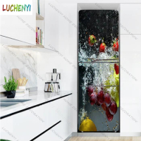 3D self-adhesive refrigerator plastic wrap freezer stickers refrigerator wallpaper fruit door stickers wall stickers Custom