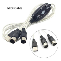 Audio Cable Keyboard to PC USB MIDI Cable Converter PC to Music Electronic Keyboard Cord USB IN-OUT MIDI Interface Adapter Cable