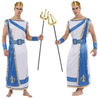God of Sea Poseidon Costume for Halloween Carnival Christmas Masquerade Party Fancy Dress Adult Man Prince King Cosplay Clothes