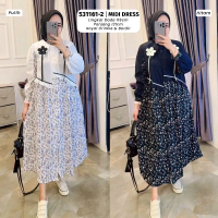 Gamis Midi Dress Kombinasi Brukat//Midi Dres Elegan//Midi Dress Adem//Midi Dress Gamis