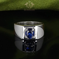 Cincin Pria Perak 950 EB18 – Ikat Batu Akik Permata King Safir | Ring Custom Size Fashion Premium Sa
