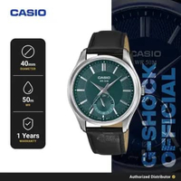 Casio MTP-B315L-3AVDF Jam Tangan Pria Analog Kulit Asli Black Green Original