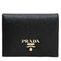 PRADA SMALL SAFFIANO LEATHER BI-FOLD WALLET BLACK