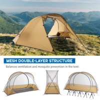 1 Person Lightweight Backpacking Mountaineering Tent with Elevated Platform Double-layer for 4 Season Portable Folding Camp Bed
