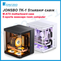 JONSBO TK-1 Mini Desktop MATX Case ITX Ring Toughened Glass Side Transparent E-sports Seascape Room Chassis Starship Cabin
