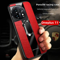 Car Magnetic Case For Oneplus 11 10T 10 ACE Pro Luxury Leather Ring Back Cover For OnePlus 11 10 Pro Shockproof Bumper Oneplus11