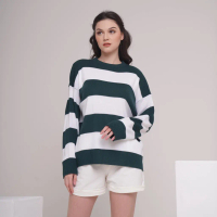 Masayu Knit / Sweater Rajut Oversize Motif Garis/ Sweater Wanita
