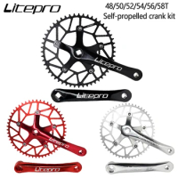 Litepro BMX Bicycle Integrated Crankset 48/50/52/54/56/58T 130BCD Single Chainwheel Crankset Sprocket Bicycle Riding Parts