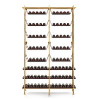 Nordic Stainless Steel pipe gold plating wood living room wine wall shelf racks
