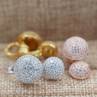 DIY飾品配件純銅微鑲鋯石可開合磁扣鏈接扣蘑菇扣珍珠項鏈手鏈用